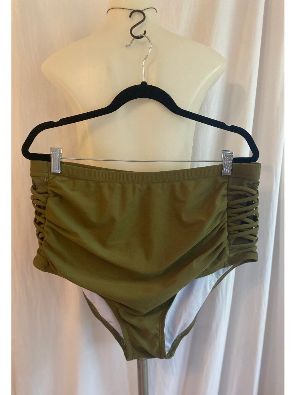 Yo Moko Olive Green Lace Up Side Swim Bikini Bottoms 2XL